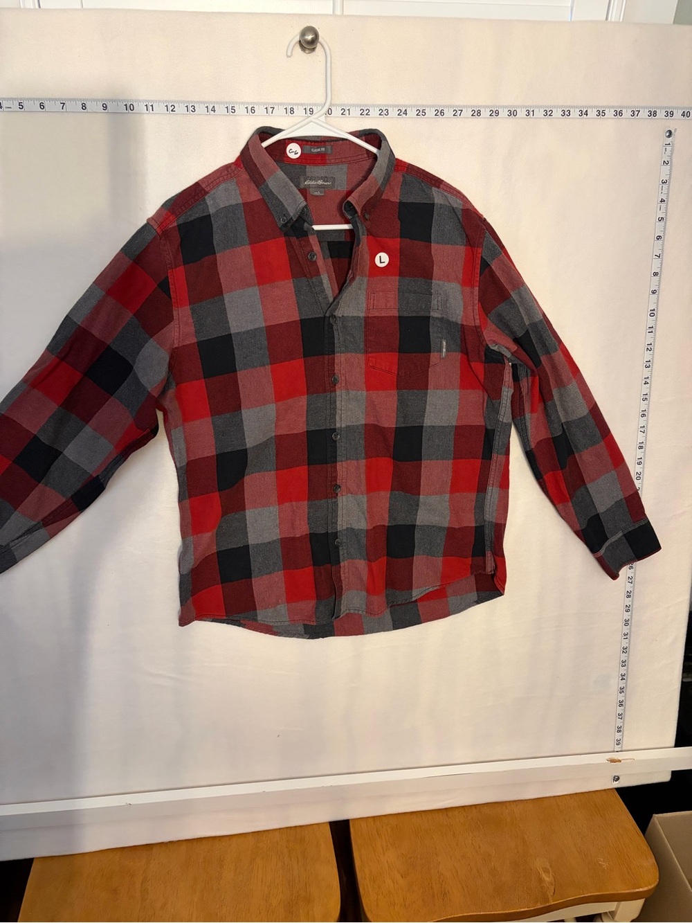 Eddie Bauer Red and Gray Buffalo Plaid Button-Down Shirt